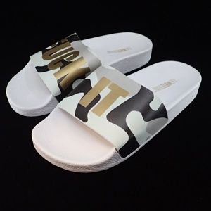 The White Brand F*ck It Camo Mint Sandals 36 - New